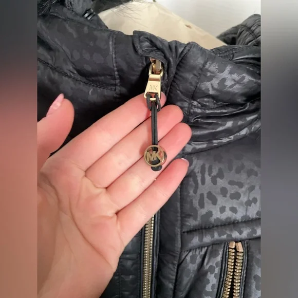 Michael Kors Hooded Quilted Mixed Faux Fur Trim Jacket Coat Plus 2X Black - Picture 5 of 7